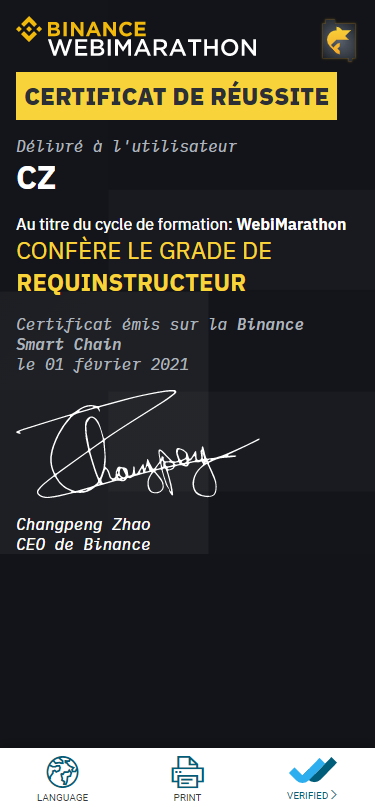 Binance webimarathon certificate